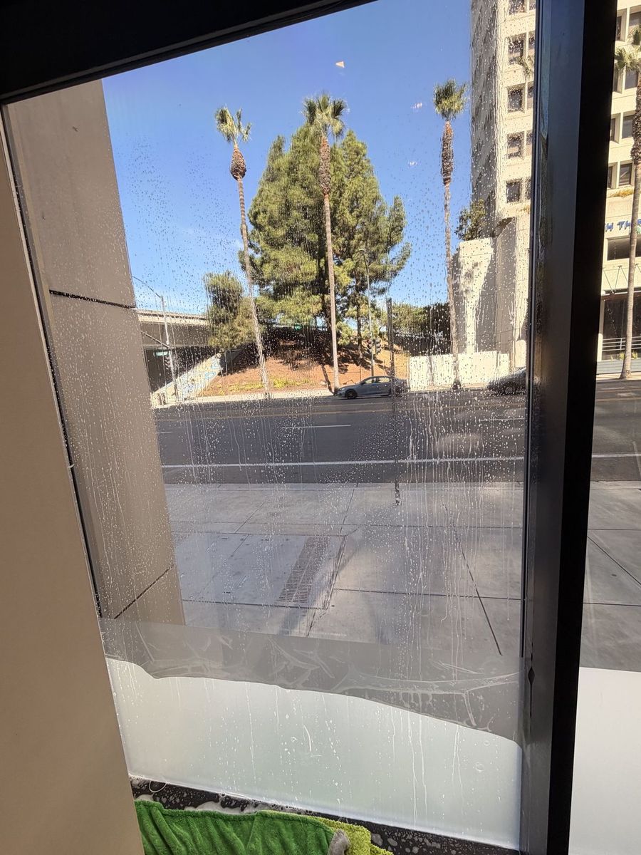 San Jose office with frosted privacy film below and tinted glass above